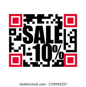 QR code, sale banner, 10% off, discount design , offer vector background