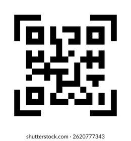 Exemplo de código QR. Modelo de vetor falso de um código de barras de matriz de resposta rápida. Etiqueta digital quadrada legível móvel. Isolado sobre fundo branco