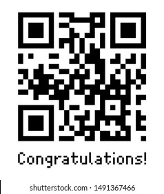 Qr code sample icon with text Congratulations