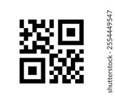 QR code sample vector illustration. Fake template of quick response matrix barcode in square grid. Mobile phone camera readable digital label.