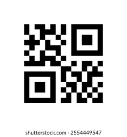 QR code sample vector illustration. Fake template of quick response matrix barcode in square grid. Mobile phone camera readable digital label.