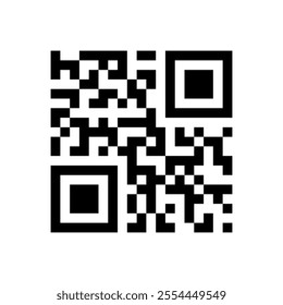 QR code sample vector illustration. Fake template of quick response matrix barcode in square grid. Mobile phone camera readable digital label.