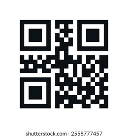 QR code sample vector illustration. Fake template of quick response matrix barcode in square grid. Mobile phone camera readable digital label.