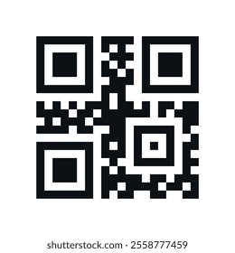 QR code sample vector illustration. Fake template of quick response matrix barcode in square grid. Mobile phone camera readable digital label.