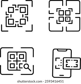 QR CODE SCAN BAR ICON SET