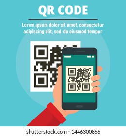 QR code scan concept banner. Flat illustration of QR code scan vector concept banner for web design