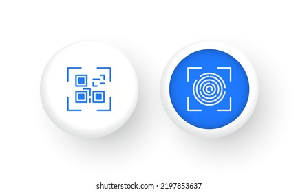 QR Code Scan, Fingerprint Scan Icon Set, Website Design, Mobile App