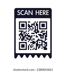 QR code scan here icon for mobile apps and payments. QR code scan for smartphone. Qr code Template scan here QR code for smart phone. Vector illustration.