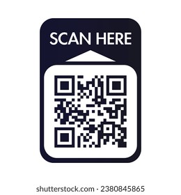 QR-Code-Scan hier Icon für mobile Apps und Zahlungen. QR-Codesuche für Smartphone. Qr Code Template Scan hier QR-Code für Smartphone. Vektorgrafik.