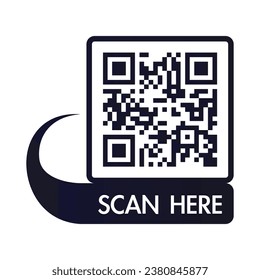 QR code scan here icon for mobile apps and payments. QR code scan for smartphone. Qr code Template scan here QR code for smart phone. Vector illustration.