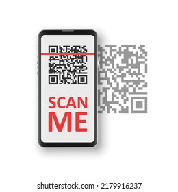 QR code scan icon in flat style. Mobile phone scanning vector illustration on isolated background. Barcode reader sign business concept.