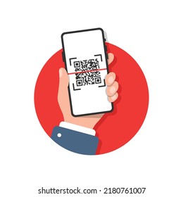 Icono de exploración de código QR en estilo plano. Ilustración vectorial de exploración de teléfonos móviles en fondo aislado. Lector de código de barras firma el concepto de negocio.