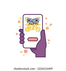 QR code scan icon with a phone, vector