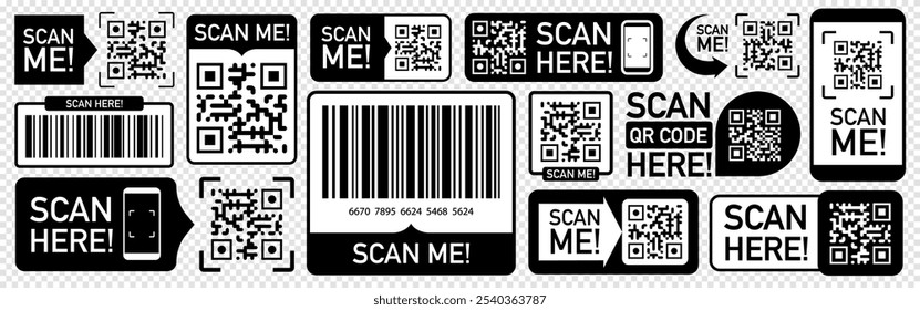 Ícone de digitalização de código QR definir cor preta