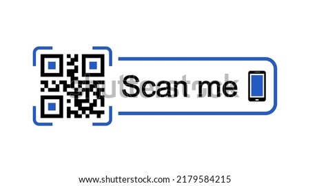 QR code scan icon set. Scan me frame. QR code scan for smartphone. QR code for mobile app, payment and identification. Vector illustration.