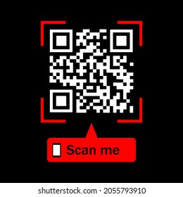 QR code scan icon with smartphone, scan me barcode sign, Vector illustration