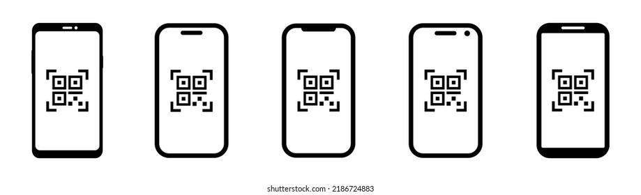 QR code scan icon with smartphone. Scan me barcode sign, Vector Illustration