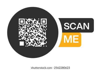 QR code scan icon for smartphones: includes “Scan Me” text. Ideal for payments, mobile apps, and identification. Vector illustration.	
