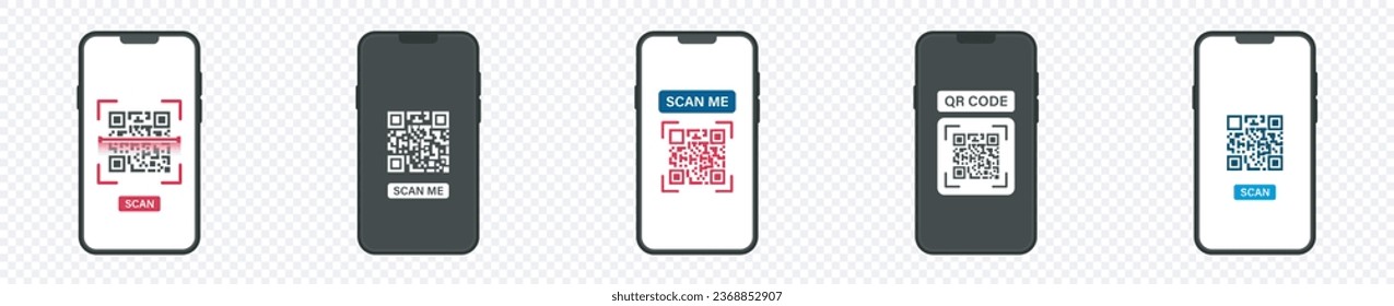 QR code scan icon with smartphone,scan me bar-code or QR code sign, Successful QR code scan for payment, QR code for mobile app,Vector illustration.