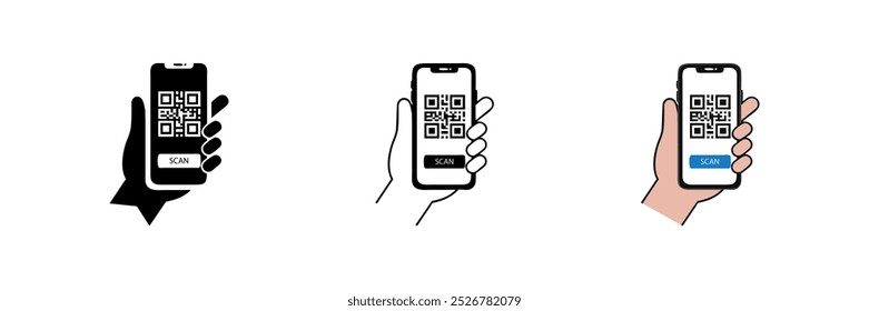 Ícone de verificação de código QR. Ilustração vetorial isolada em branco.