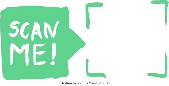 Qr Code Scan Me Frame Ink Pen Drawing Style Vector