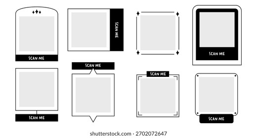 Qr Code with Scan Me Frame Collection. Phone Qrcode Icon and Logo design. Vector Illustration