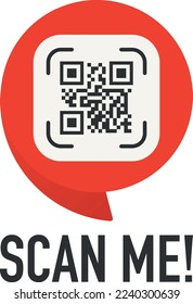 QR code scan me in speech bubble, scan me concept, icon.