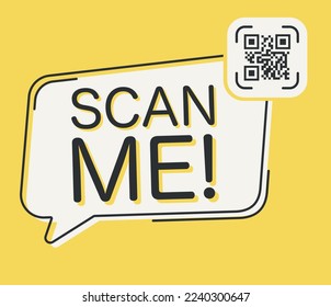 QR code scan me in speech bubble, scan me concept, icon.