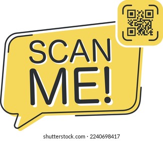 QR code scan me in speech bubble, scan me concept, icon.