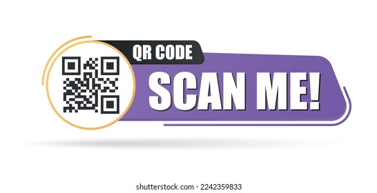 QR code scan me in speech bubble, scan me concept, icon.