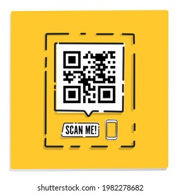Qr Code SCAN ME template in sketch style  EPS 10 vector format