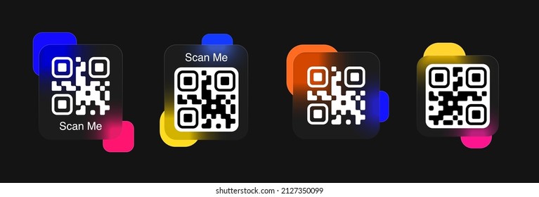 Qr Code SCAN ME template in glassmorphism style. EPS 10 vector format