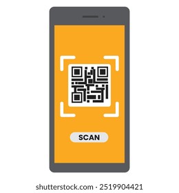 Varredura de código Qr no vetor de ilustração de smartphone