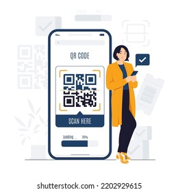 Qr code scan to pay concept illustration