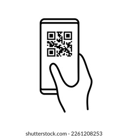 QR code scan phone mobile pay app. Smartphone qr scan code vector application symbol