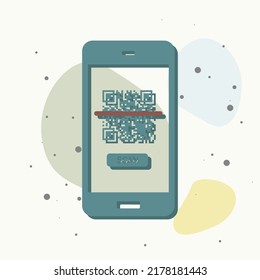 Qr code scan phone vector icon on multicolored background. Layers grouped for easy editing illustration. For your design.
