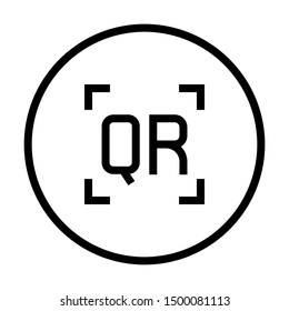 QR code scan place the center of the circle. Stroke outline style. Vector. Isolate on white background.