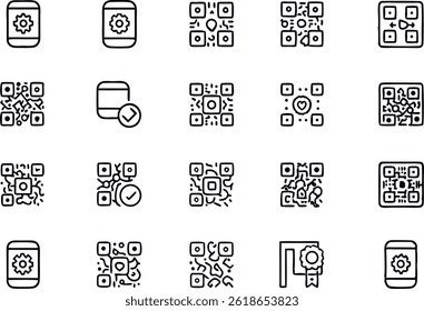 QR Code Scan Set. Scan me text. Smartphone usage. Scan QR Code icon
