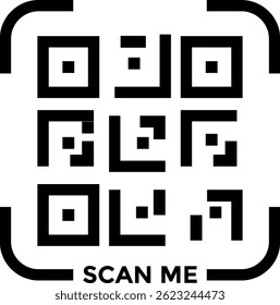 QR Code Scan Set. Scan me text. Smartphone usage. barcode sign. payment and identification. Simple digital scanning 