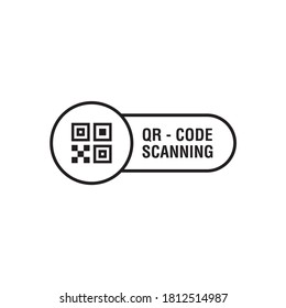 qr code scan simple line badge. concept of technology for instant payment or tech pay method without money. flat simple trend modern qrcode ui logotype graphic art design isolated on white background