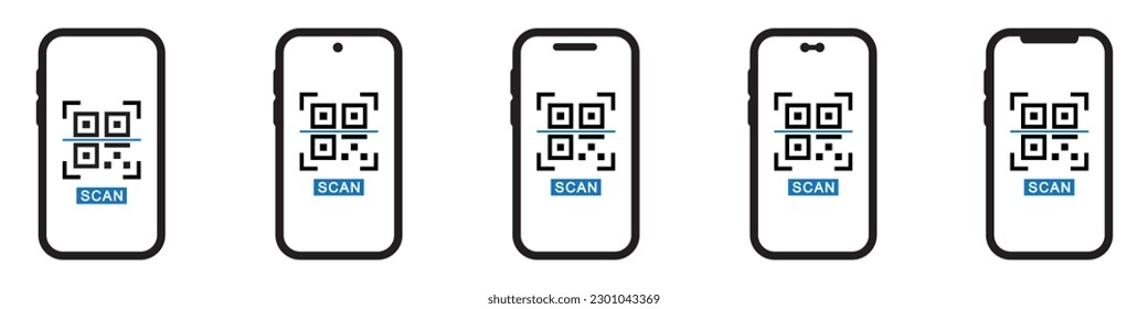 QR code scan with smartphone .Barcode icon. Digital Scanning icon, vector illustration