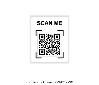 QR code scan for a smartphone. QR code frame vector Template, scan me QR code sticker for a shop, QR code for mobile app, Online payment smartphone scanning, Scan me phone tag. Vector template