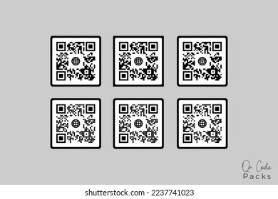 QR code scan for smartphone. Qr code frame vector set. Template scan me Qr code for smartphone. QR code for mobile app, payment and phone. Scan me phone tag. Vector illustration.