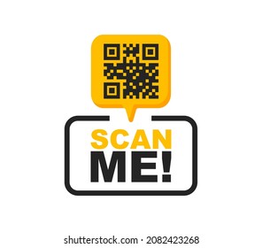 QR code scan for smartphone. QR code with inscription scan me with smartphone. Scan me icon. Scan qr code icon for payment, mobile app and identification. Vector illustration.