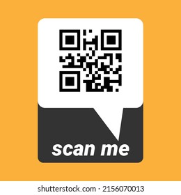 QR code scan for smartphone. QR code with inscription scan me with smartphone. Scan me icon. Scan qr code icon for payment, mobile app and identification. Vector illustration.