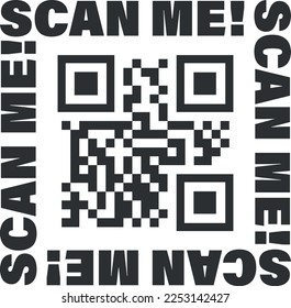 QR code scan for smartphone. QR code with inscription scan me with smartphone. Scan me icon.