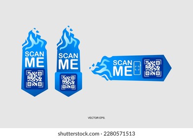 QR code scan for smartphone, Scan me icon. Qr code frame vector set. Template scan me Qr code for smartphone. QR code for mobile app, payment and phone. Scan me phone tag. Vector illustration.