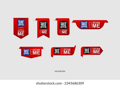 QR code scan for smartphone, Scan me icon. Qr code frame vector set. Template scan me Qr code for smartphone. QR code for mobile app, payment and phone. Scan me phone tag. Vector illustration.