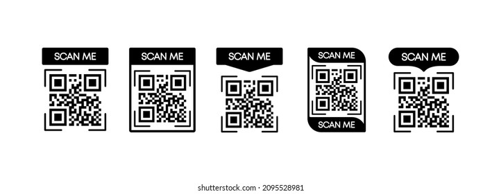 QR code scan for smartphone. QR code for mobile app and payment. Qr code frame vector template set. Vector illustration.