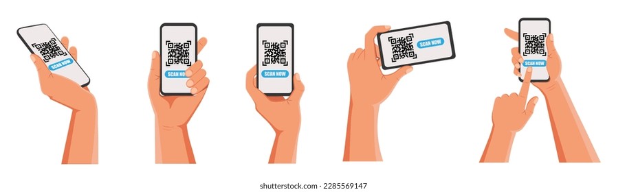 QR code scan to smartphone. Qr code for payment. Mobile phone scanning QR-code. Vector illustration.